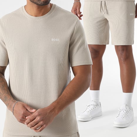 BOSS - Conjunto Camiseta y Pantalón Corto de chándal Waffle 50535891 50535884 Beige